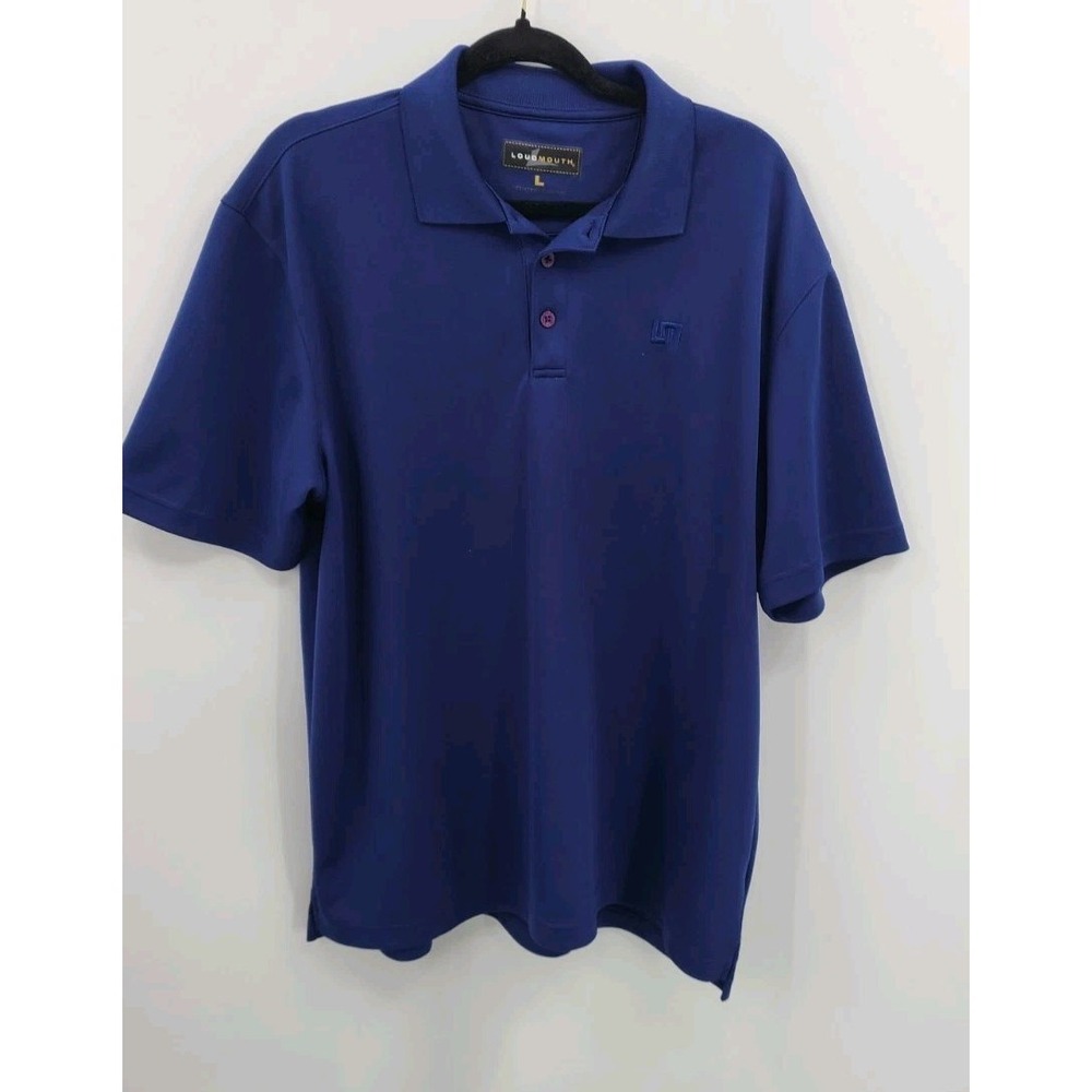 Loudmouth Frat Mens Polo Shirt Large‎ Sporty Preppy Blue Logo Short Sleeve